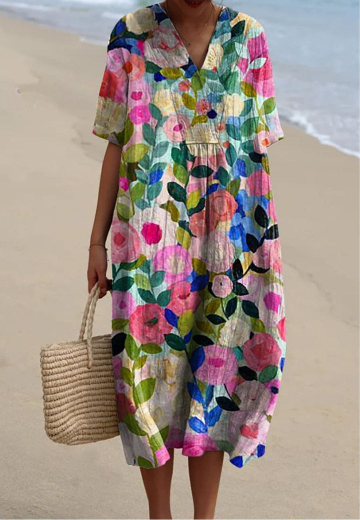 FLORA | FLORAL GARDEN PRINT FLOWING DRESS
