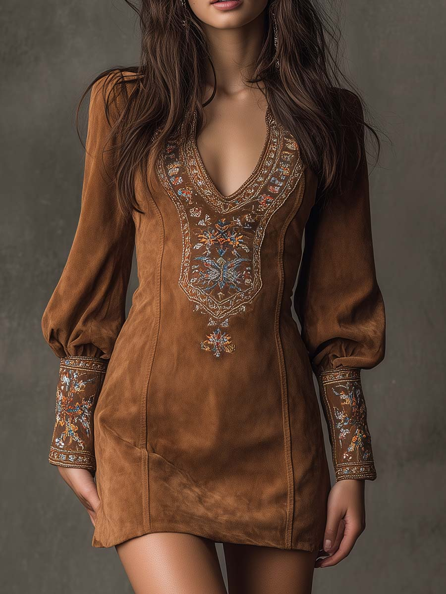 Kurzes Kleid im Wildleder-Look