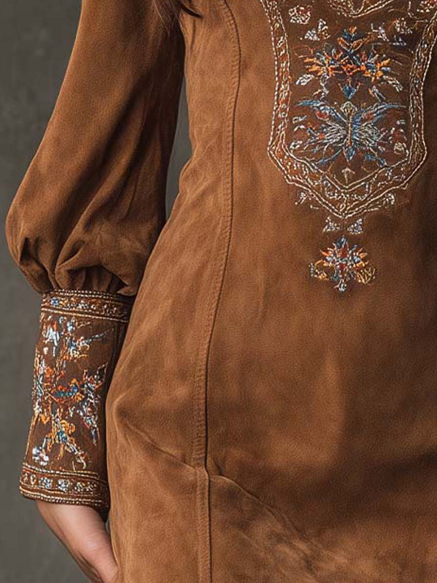 Kurzes Kleid im Wildleder-Look