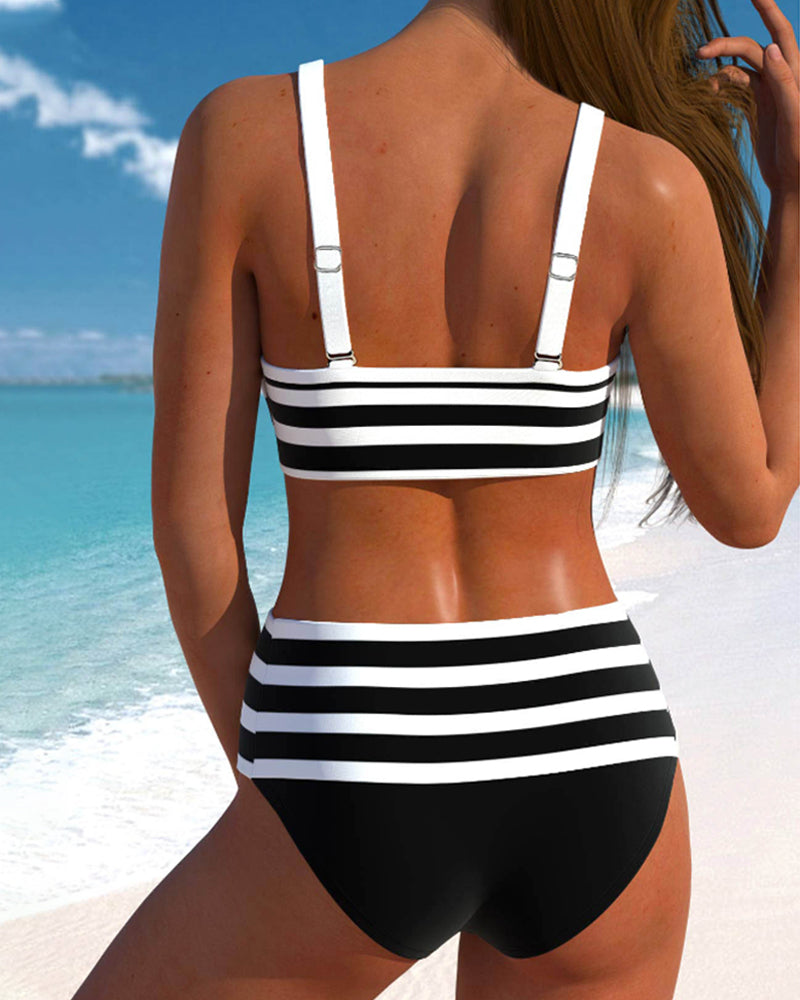 Bloom | Hochgeschnittener gestreifter Bikini