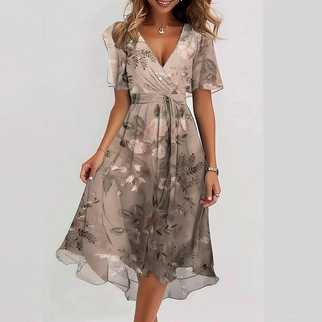 Arianna - Elegantes Kurzarmkleid aus leichtem Material mit stilvollem Druck