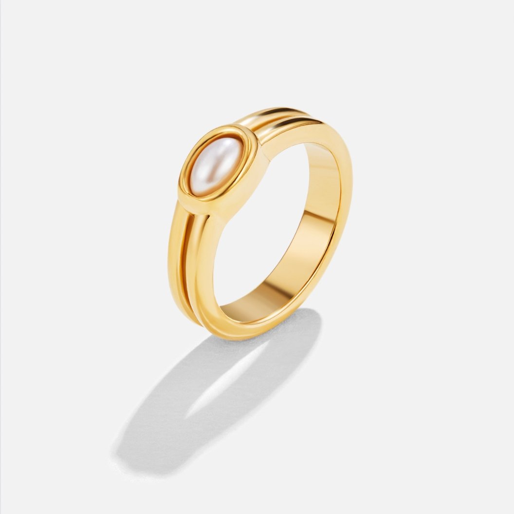 18K Goldring mit Perlen