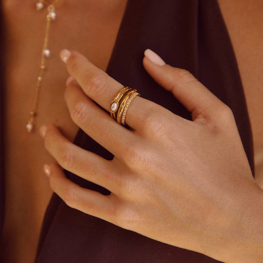 18K Goldring mit Perlen