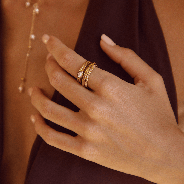 18K Goldring mit Perlen