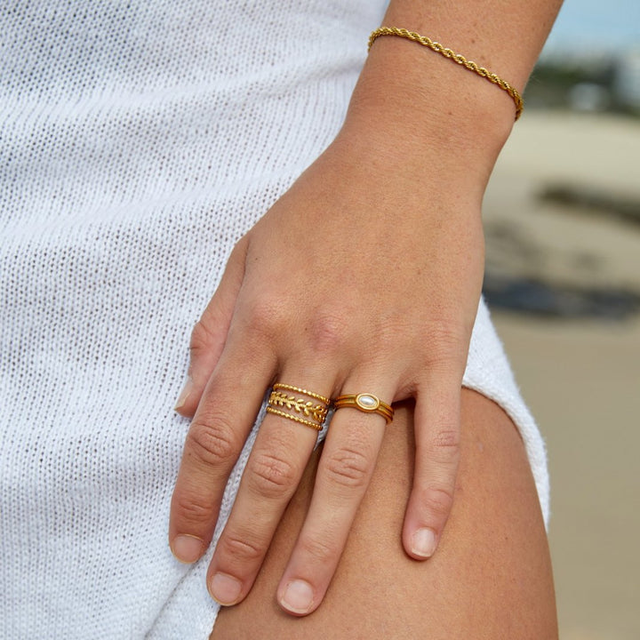 18K Goldring mit Perlen