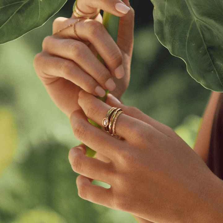 18K Goldring mit Perlen