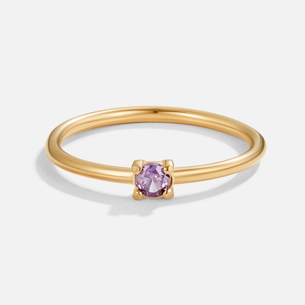 Goldring mit Geburtsstein für Februar