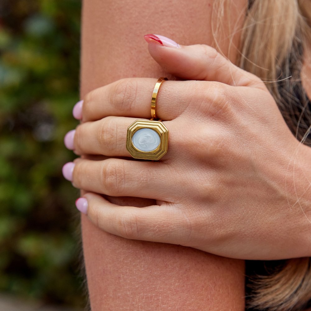 Vintage geometrischer Ring aus Gold