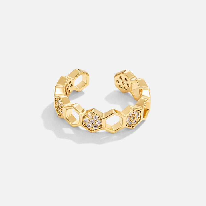 Gold- und Kristall-Wabenring