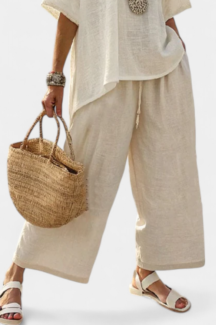 Drevon | Minimalistische Bluse und Weitbeinige Hose