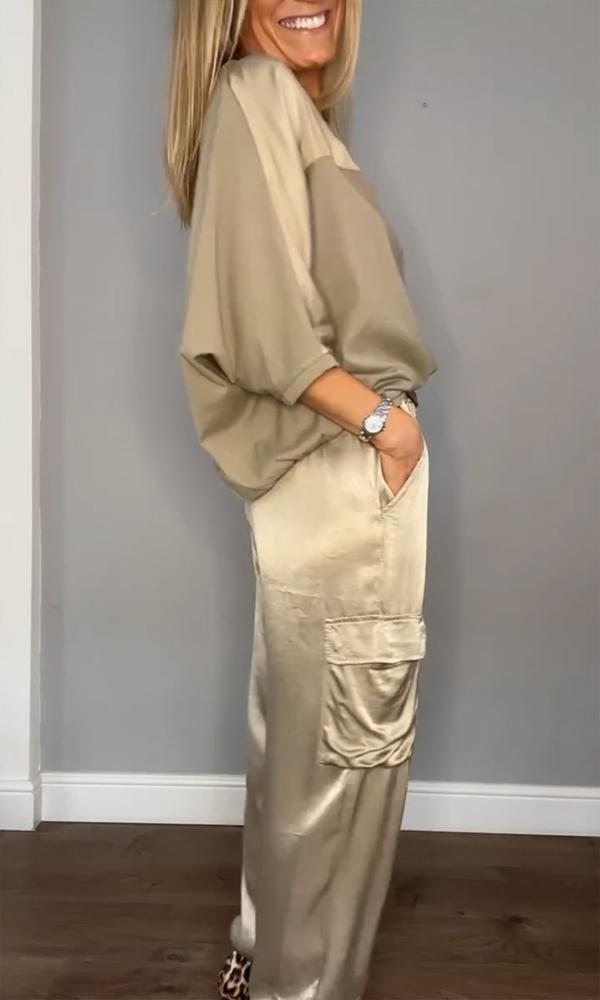 Nova - Zweiteiliger Satin-Anzug für Damen (Plus Size Erhältlich)