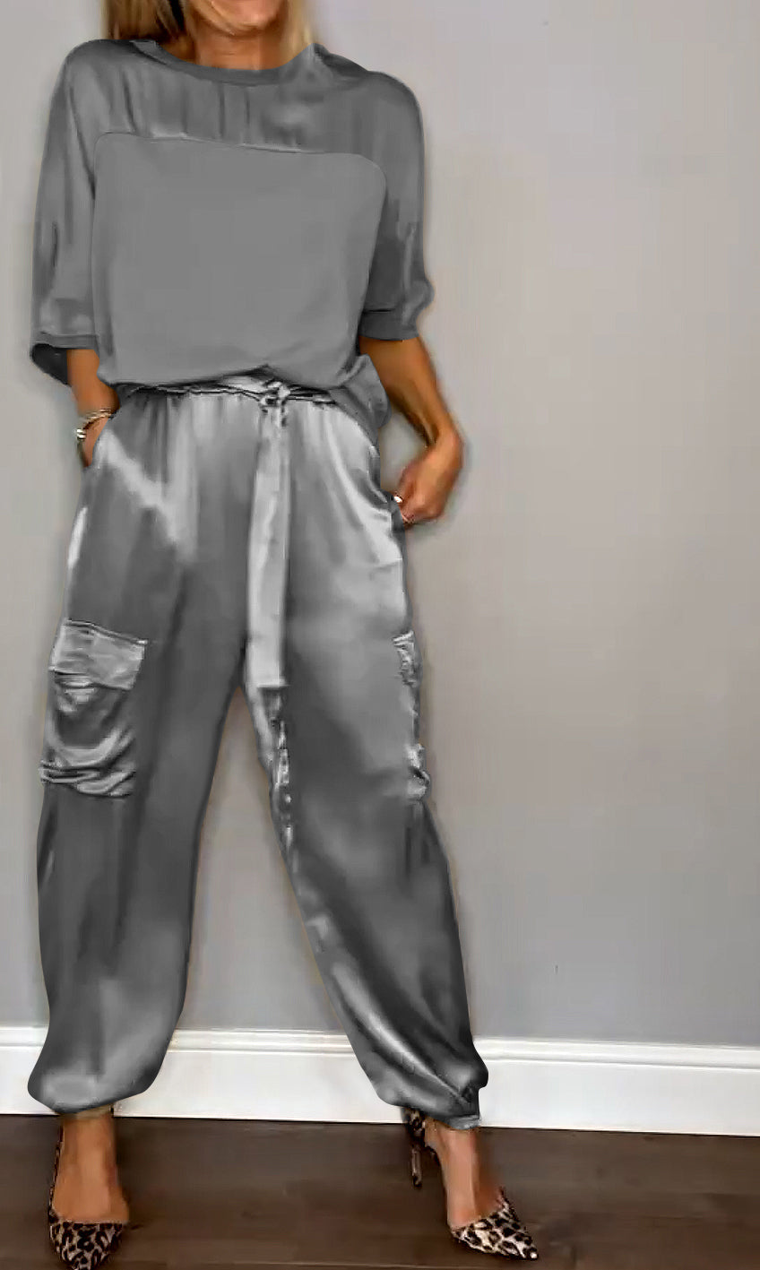 Nova - Zweiteiliger Satin-Anzug für Damen (Plus Size Erhältlich)