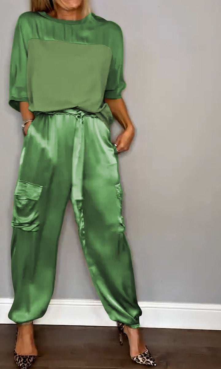 Nova - Zweiteiliger Satin-Anzug für Damen (Plus Size Erhältlich)