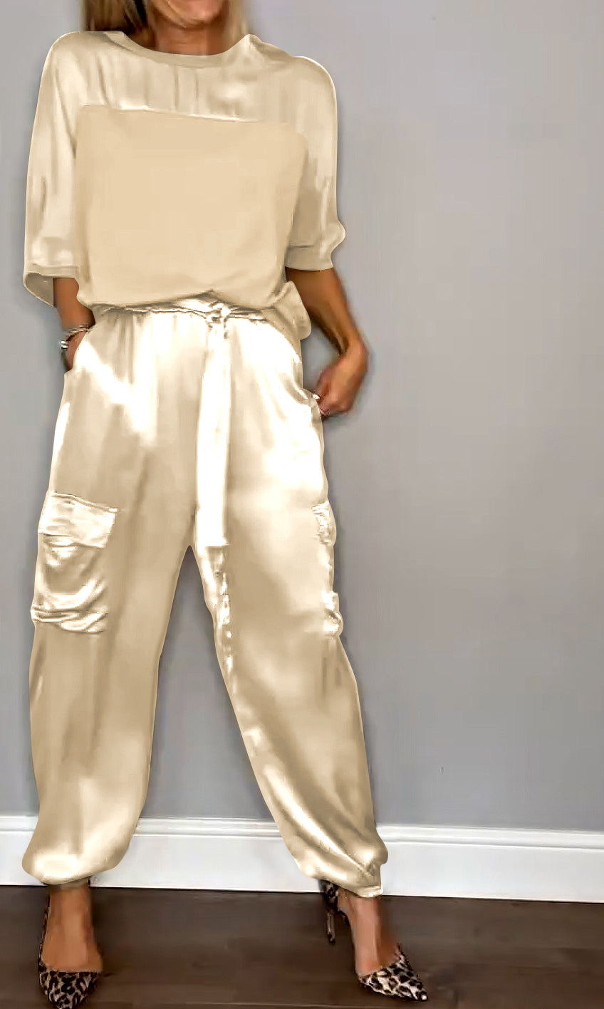Nova - Zweiteiliger Satin-Anzug für Damen (Plus Size Erhältlich)