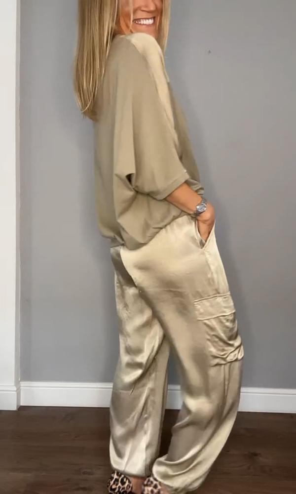 Nova - Zweiteiliger Satin-Anzug für Damen (Plus Size Erhältlich)