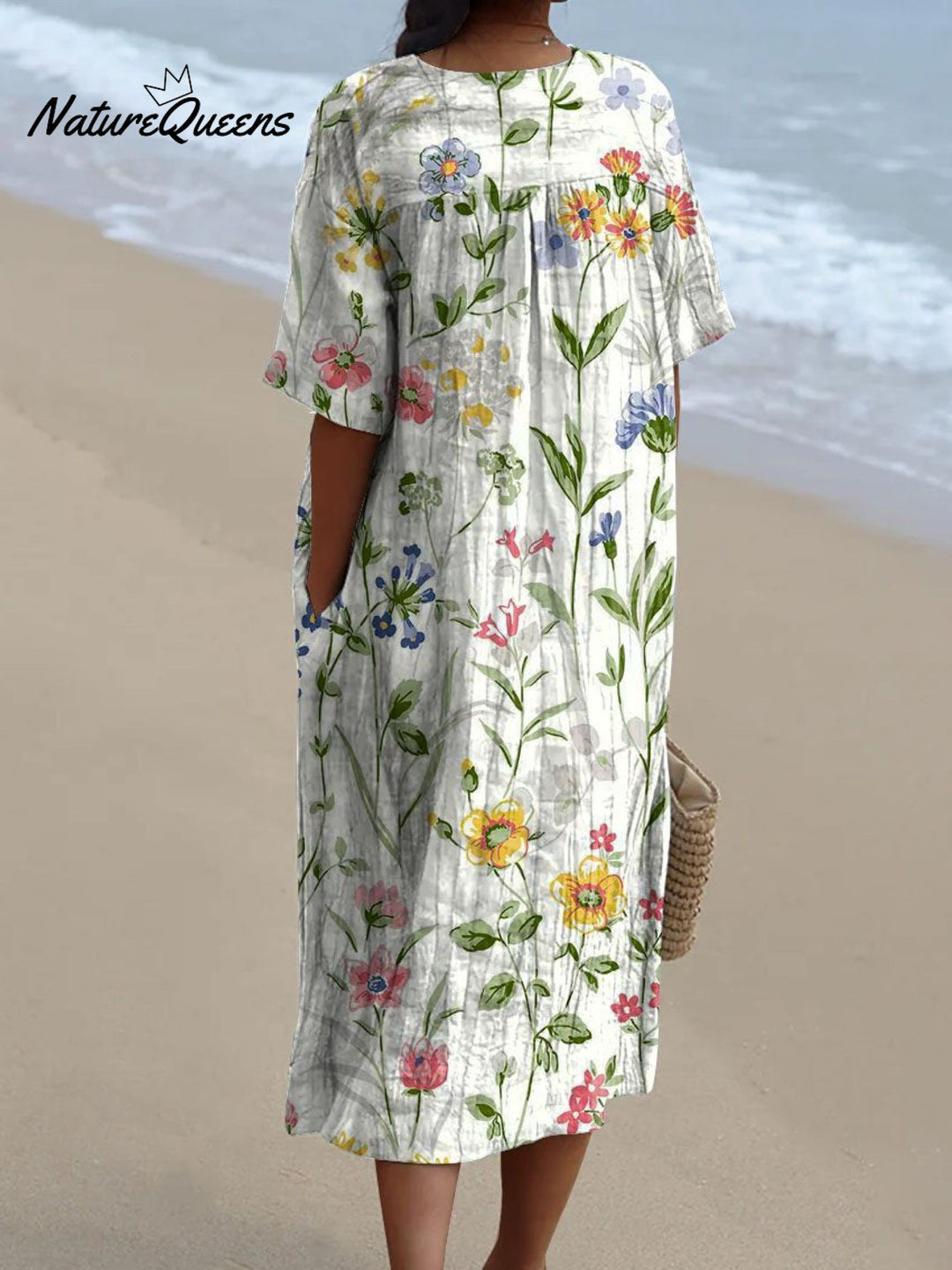Frauen Vintage Blumen Casual Fließendes Kleid