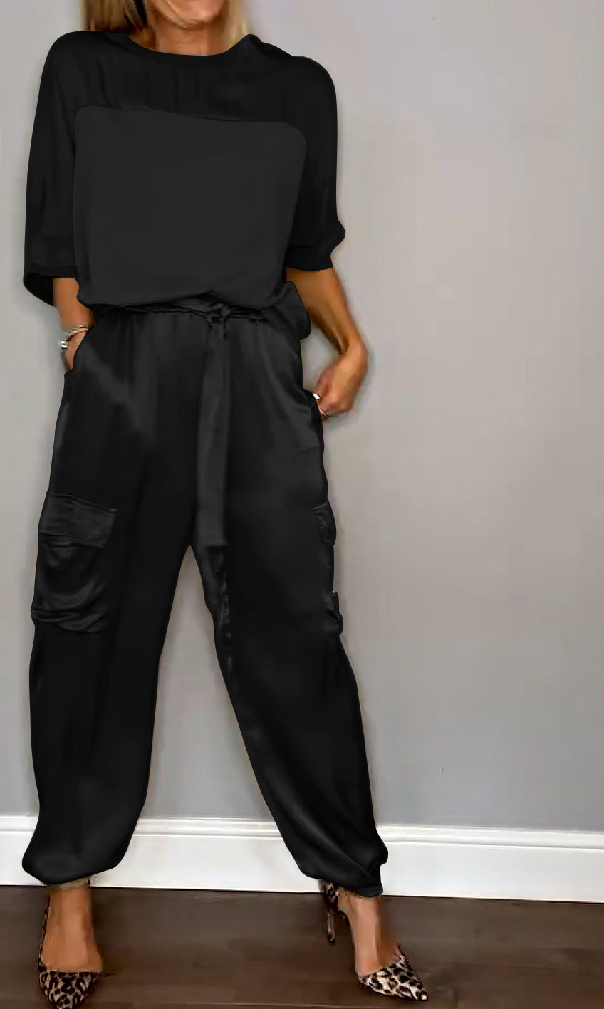 Nova - Zweiteiliger Satin-Anzug für Damen (Plus Size Erhältlich)