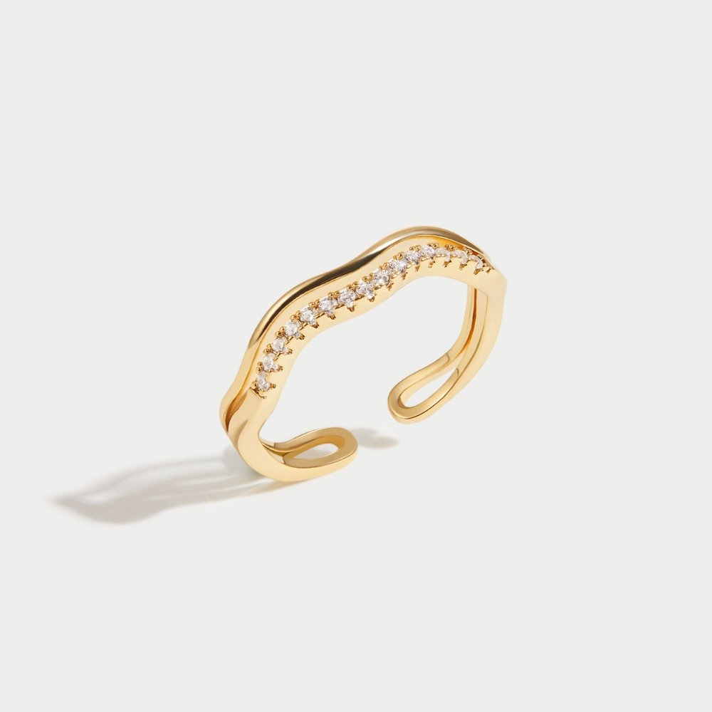 Juni-Ring aus Gold und Kristall
