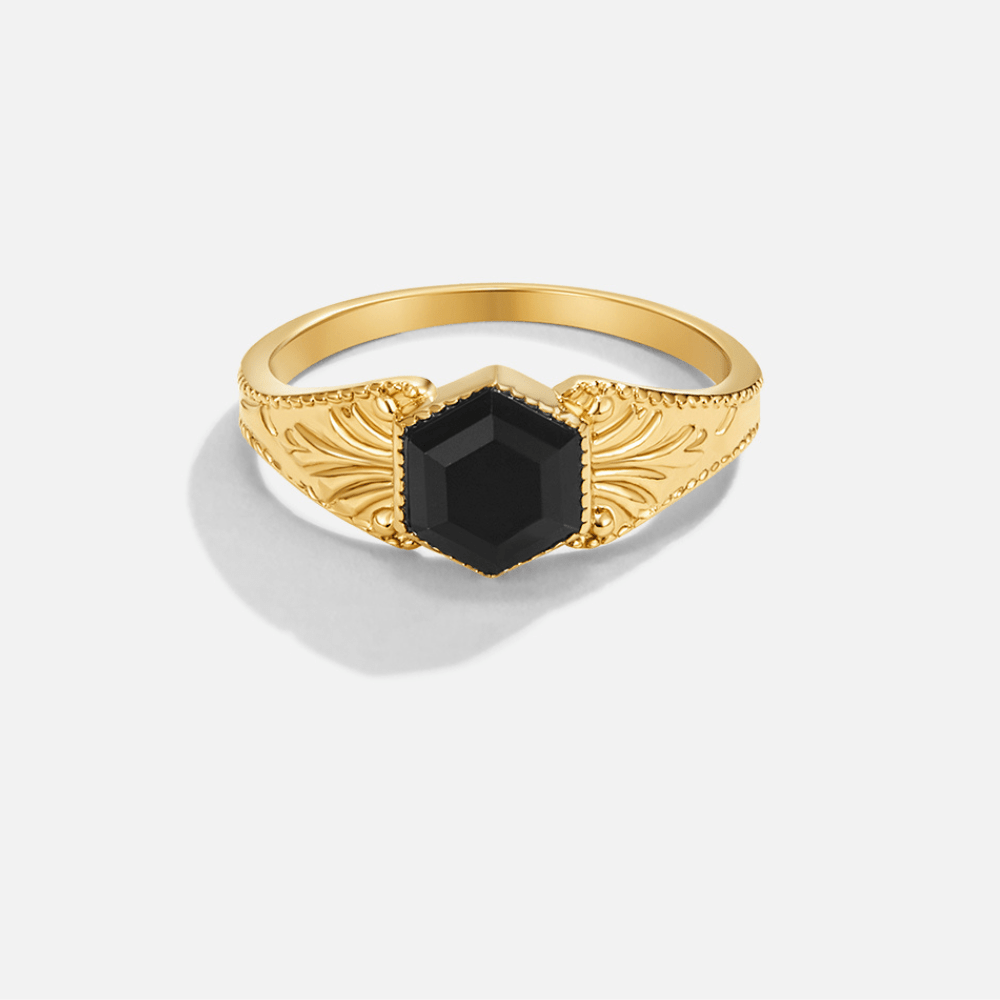 Bague Phoenix aus schwarzem Onyx