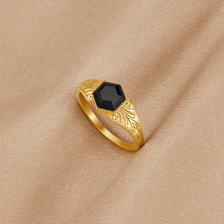 Bague Phoenix aus schwarzem Onyx