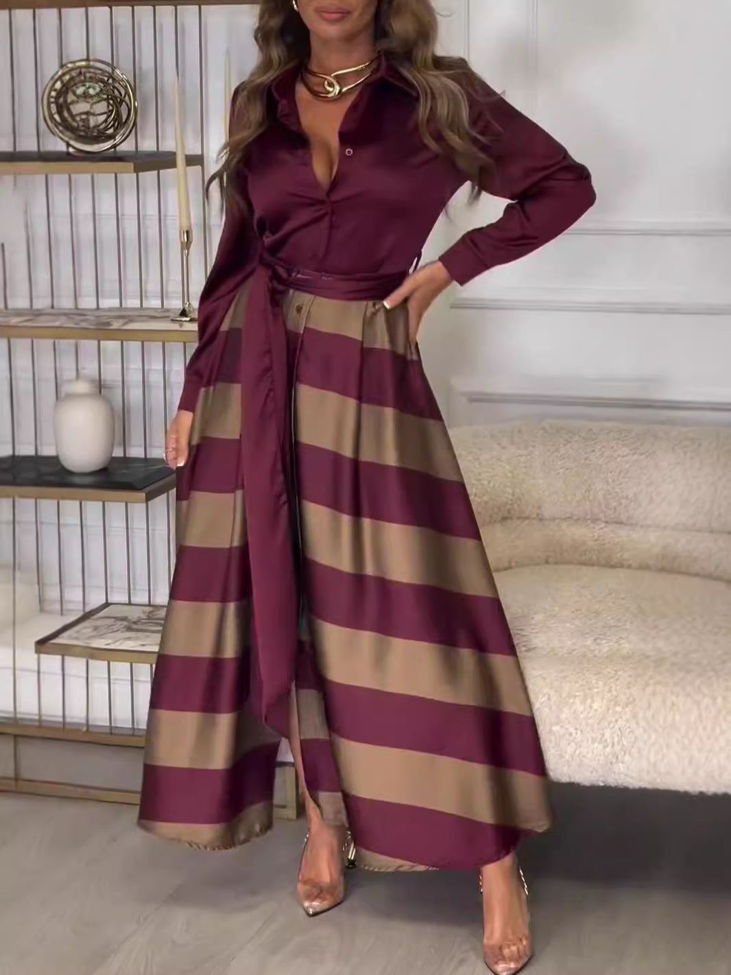 Yvonne | Streifen-Maxi-Kleid