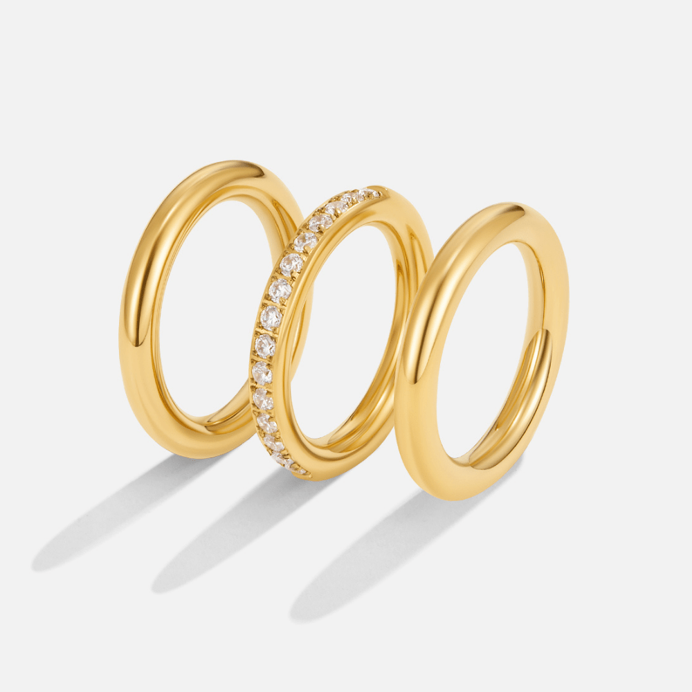 Vana Trio von Ringen aus Gold und Kristall