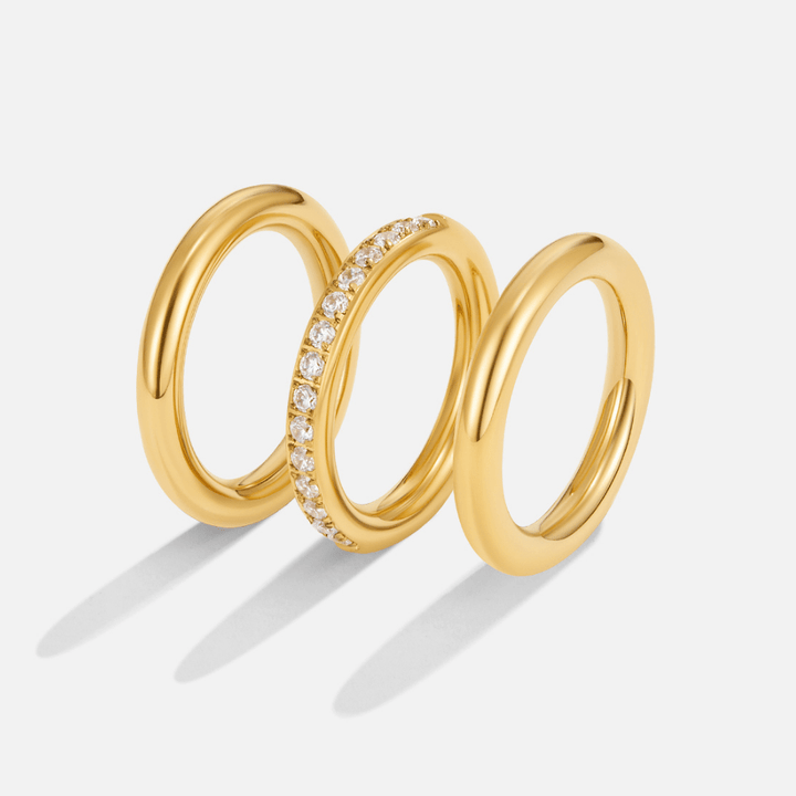 Vana Trio von Ringen aus Gold und Kristall