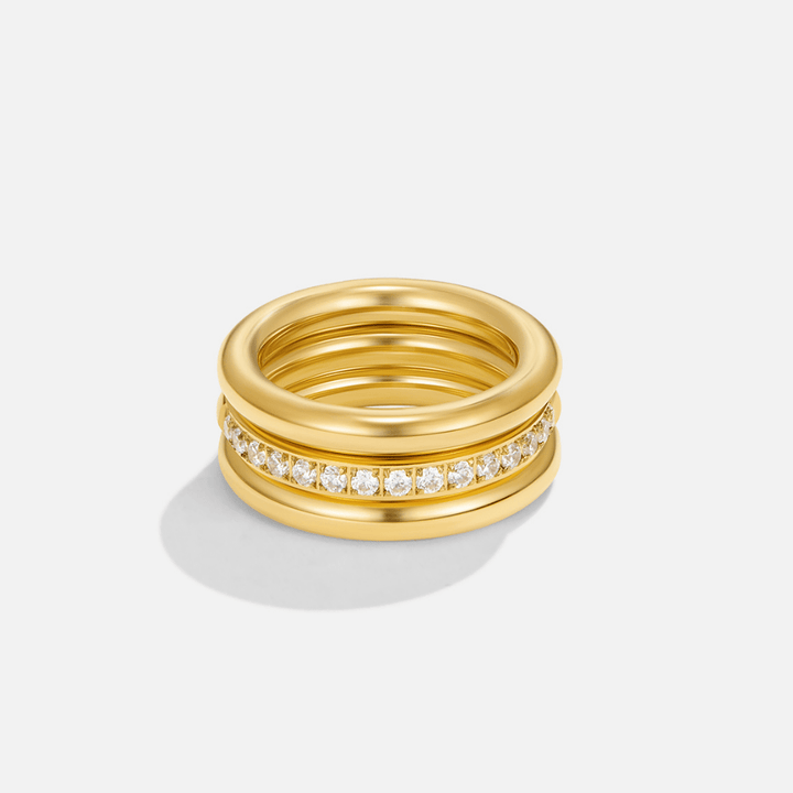 Vana Trio von Ringen aus Gold und Kristall