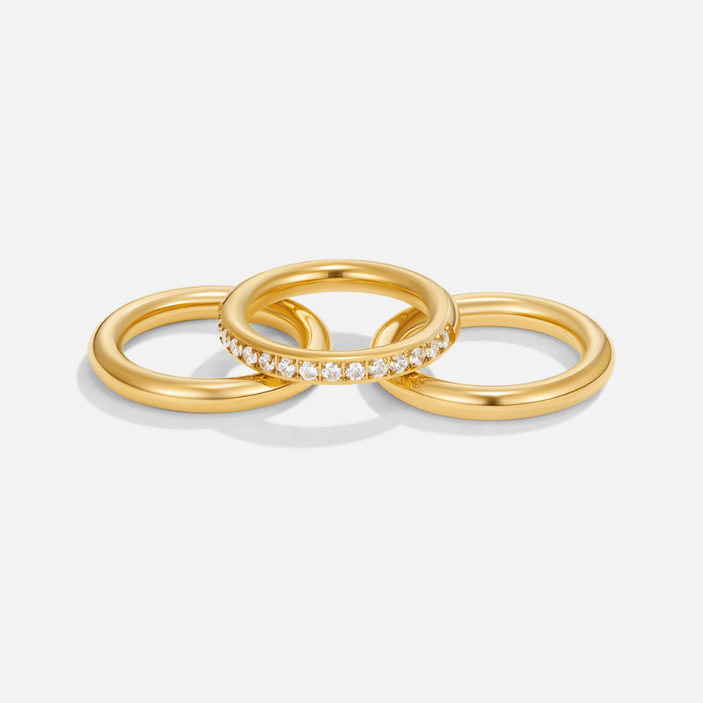 Vana Trio von Ringen aus Gold und Kristall