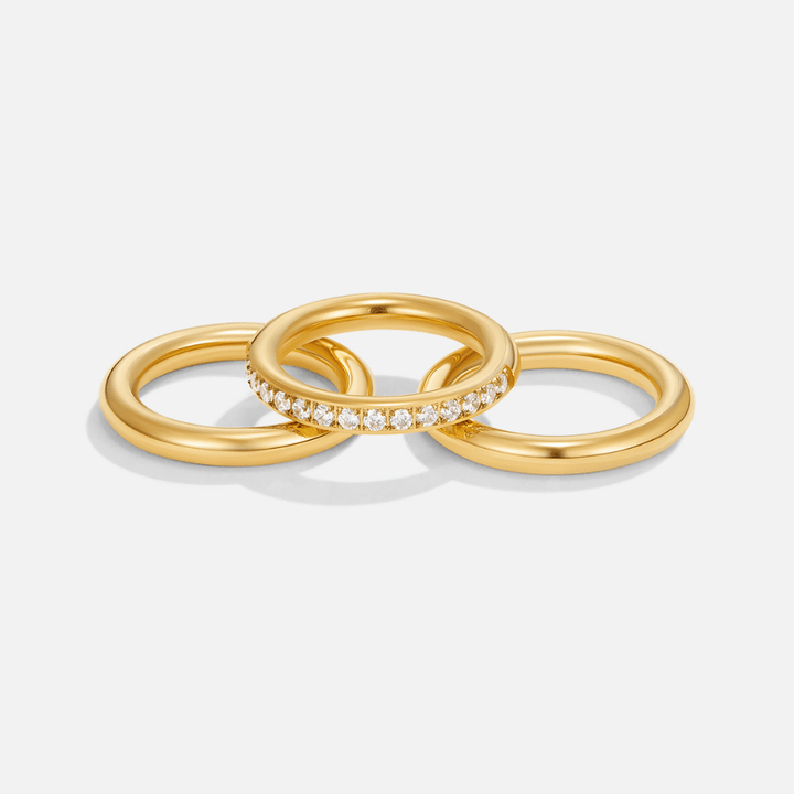 Vana Trio von Ringen aus Gold und Kristall