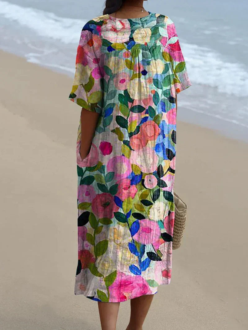 FLORA | FLORAL GARDEN PRINT FLOWING DRESS